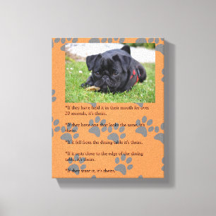 Funny PUG Laws of Posession black Pug Puppy Canvas Print