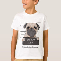 Funny Pug Mug Shot Police ID Card Cartoon Dog Boys