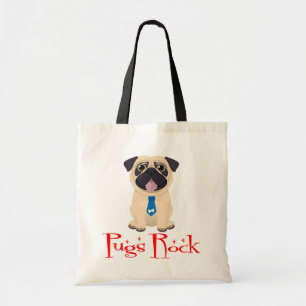 Funny Pug Puppy Dog Cartoon Canvas Tote Bag