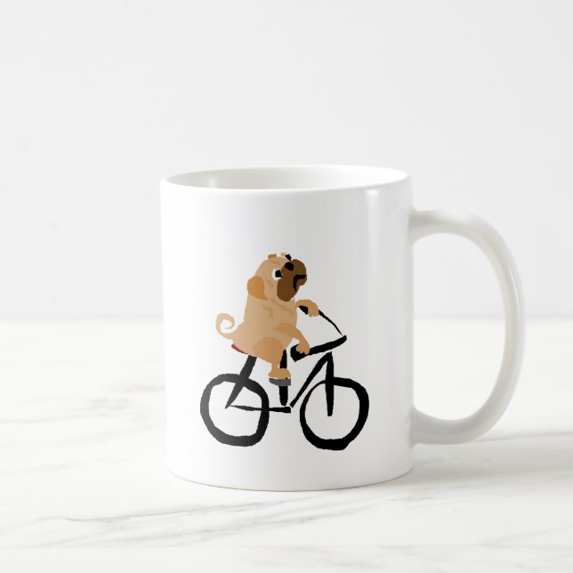 Funny Pug Puppy Dog Riding Bicycle Coffee Mug (Right)