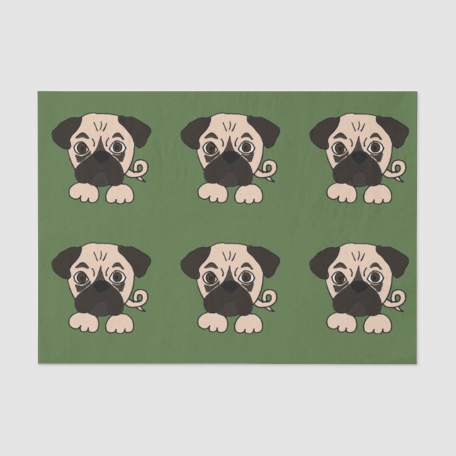 Funny Pug Puppy Dog Tissue Paper (Front)