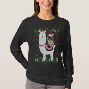 Funny Pug Riding Llama Christmas Gifts Pug Xmas ug T-Shirt
