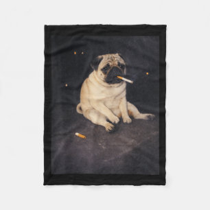Funny Pug Smoking Meme Cigarette Dog Meme Street Fleece Blanket