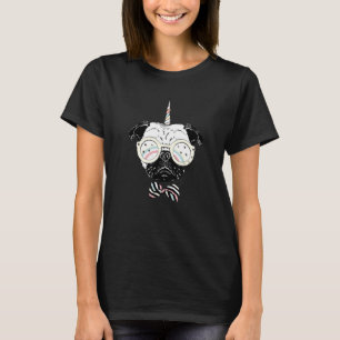 Funny Pug Unicorn With Glasses Pugicorn Cute Pug L T-Shirt