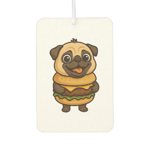 Funny pug with hamburger cheeseburger mythical cre air freshener