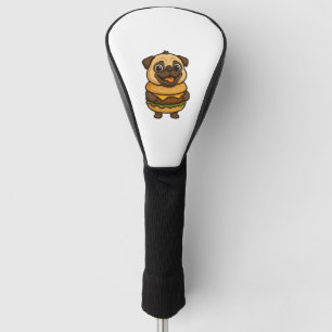 Funny pug with hamburger cheeseburger mythical cre golf head cover