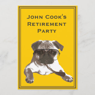Funny Pug with Tie Retirement Party Invitation