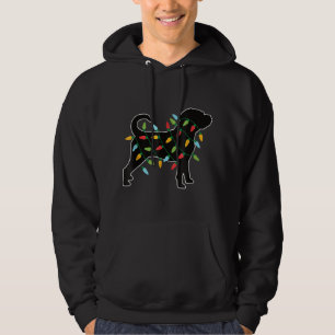 Funny Pugglegle Dog Tree Christmas Lights Xmas Paj Hoodie