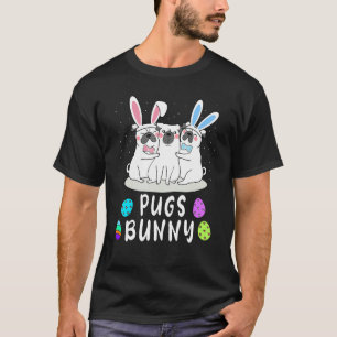 Funny Pugs Bunny Ears Carlin Dog For Easter Day T-Shirt
