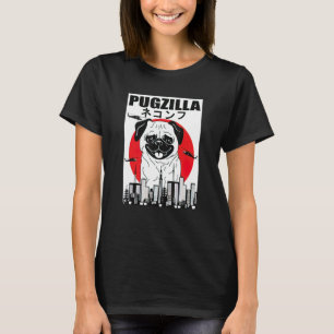 Funny Pugzilla Japanese Sunset Pug Vintage Outfit T-Shirt