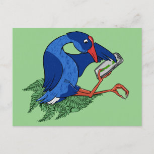 Funny Pukeko with mobile phone Postcard
