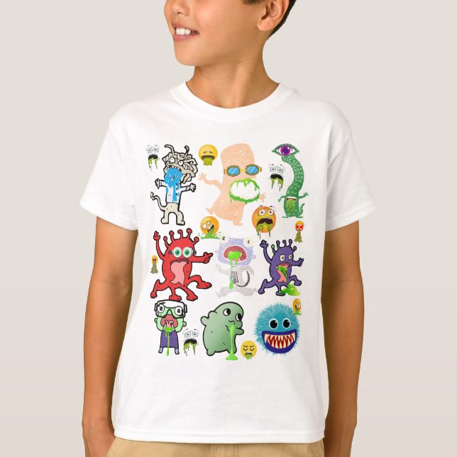 Funny Puking Creatures and Monsters T-Shirt (Front)