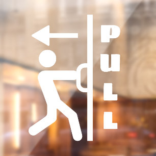 Funny Pull Stickman Glass Door Window Cling Sign