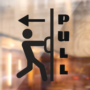 Funny Pull Stickman Glass Door Window Sign