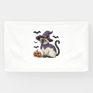 Funny Pumpkin Bat Witch Costume Cat Halloween Tank Banner