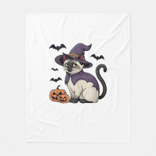 Funny Pumpkin Bat Witch Costume Cat Halloween Tank Fleece Blanket
