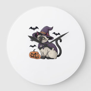 Funny Pumpkin Bat Witch Costume Cat Halloween Tank Large Clock