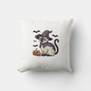 Funny Pumpkin Bat Witch Costume Cat Halloween Tank Throw Pillow
