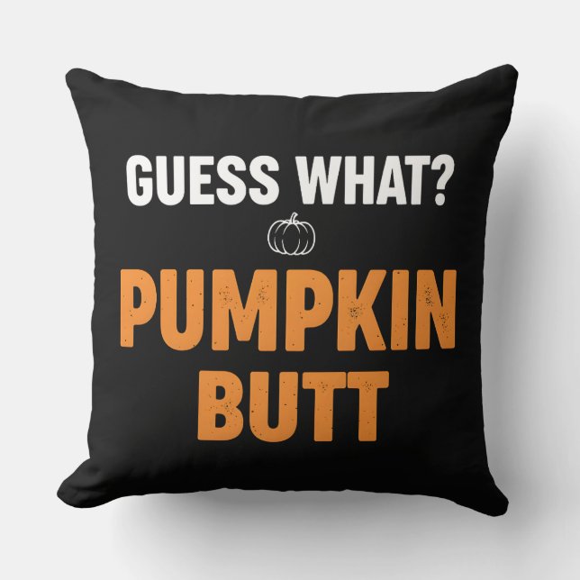 Funny Pumpkin Butt Halloween Design Throw Pillow (Front)
