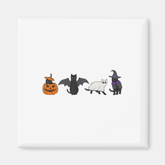 Funny Pumpkin Cat Ghost Black Cat Halloween For Ca Magnet (Front)