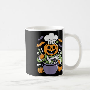 Funny Pumpkin Chef Cooking Halloween Cauldron Desi Coffee Mug