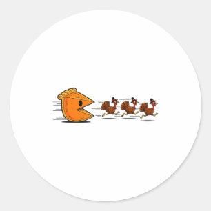 Funny Pumpkin E Chasing Turkey Gobble Fall Thanksg Classic Round Sticker