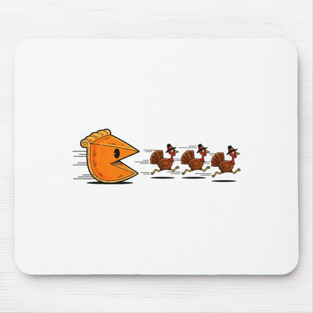 Funny Pumpkin E Chasing Turkey Gobble Fall Thanksg Mouse Pad (Front)