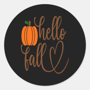 funny Pumpkin face Halloween Hello Fall boys girls Classic Round Sticker