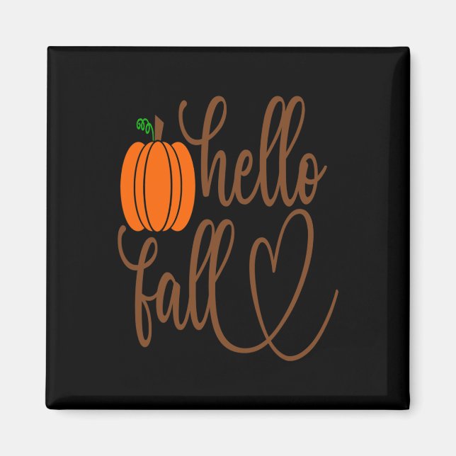 funny Pumpkin face Halloween Hello Fall boys girls Magnet (Front)