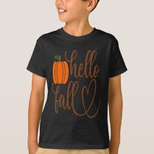 funny Pumpkin face Halloween Hello Fall boys girls T-Shirt