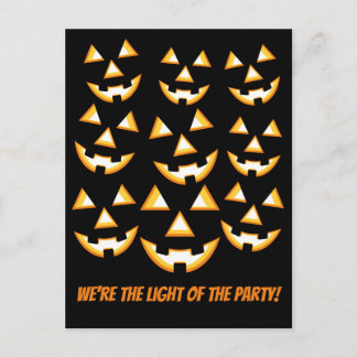 Funny Pumpkin Faces Light of the Party Postcard