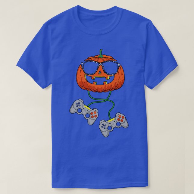 Funny Pumpkin Gamer, Fall Pumpkin Video Gaming Lov T-Shirt (Design Front)