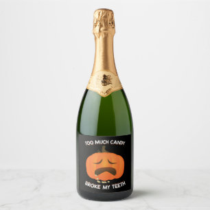 Funny Pumpkin Halloween Candy Gift Sparkling Wine Label