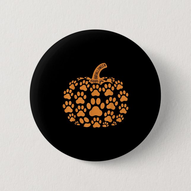 Funny Pumpkin Halloween Paw Dog For Men Women Kids 2 Inch Round Button (Front)