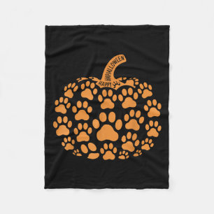 Funny Pumpkin Halloween Paw Dog For Men Women Kids Fleece Blanket