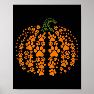 Funny Pumpkin Halloween Paw Dog Poster