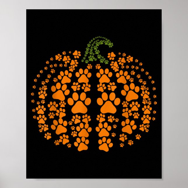 Funny Pumpkin Halloween Paw Dog Poster (Front)