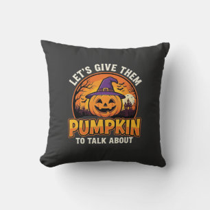 Funny Pumpkin Halloween Pun Design_1 Throw Pillow