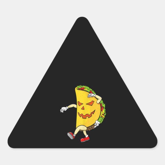 Funny Pumpkin Halloween Taco Triangle Sticker (Front)