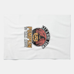 Funny Pumpkin Halloween Vintage Shirt Design_1 Kitchen Towel