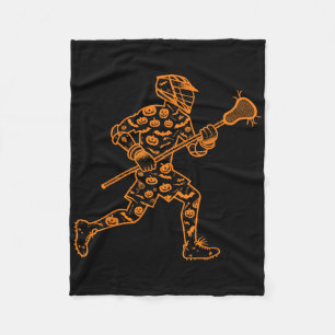 Funny Pumpkin Lacrosse Candy Halloween Mens Womens Fleece Blanket