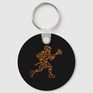 Funny Pumpkin Lacrosse Candy Halloween Mens Womens Keychain
