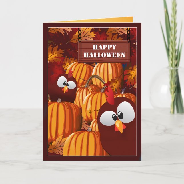 Funny Pumpkin Patch Halloween Wishes Card (Front)