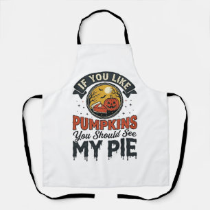 Funny Pumpkin Pie Halloween Vintage Shirt Design_1 Apron