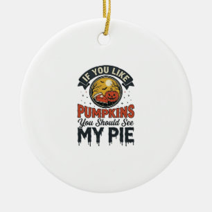 Funny Pumpkin Pie Halloween Vintage Shirt Design_1 Ceramic Ornament