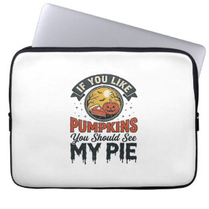 Funny Pumpkin Pie Halloween Vintage Shirt Design_1 Laptop Sleeve