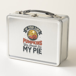 Funny Pumpkin Pie Halloween Vintage Shirt Design_1 Metal Lunch Box