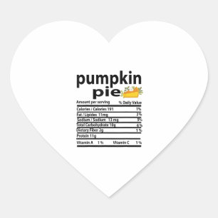 Funny Pumpkin Pie Nutrition Fact for Thanksgiving Heart Sticker