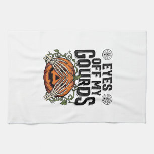 Funny Pumpkin Shirt Eyes Off My Gourds Halloween T Kitchen Towel