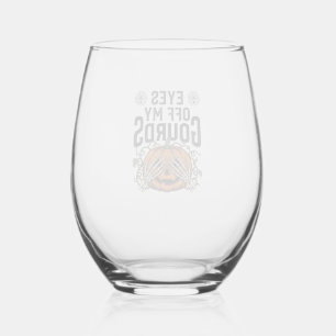 Funny Pumpkin Shirt Eyes Off My Gourds Halloween T Stemless Wine Glass